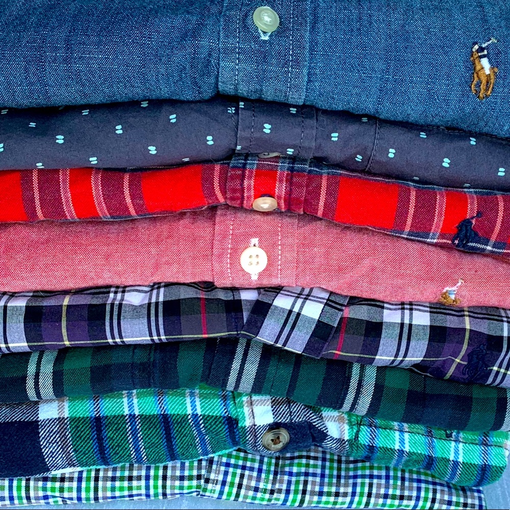 Bundle of fall button down shirts. Kids size 7/8